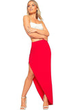 Red Side Split Slit Maxi Skirt For Women 12-14 - Dropwear