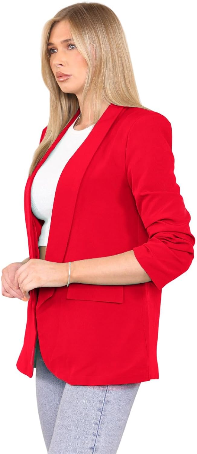 Ruched Sleeve Blazer For Women  - Dropwear