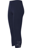 Purple Plus Size 3/4 Butterfly Sequin Leggings For Women 16-18 - Dropwear
