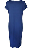 Royal Blue Plain Short Sleeve Jersey Midi Dress For Women 8-10 - Dropwear