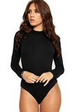 Black Plus Size Long Sleeve Turtleneck Bodysuit For Women 16-18 - Dropwear