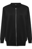Pink Plain Bomber Jacket Sleeve Top For Women 18 - Dropwear