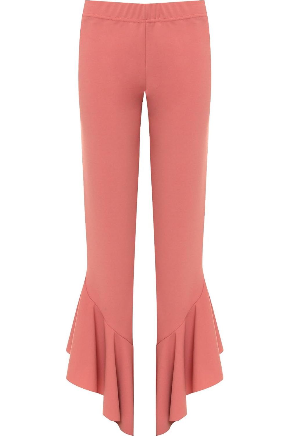 Frill Asymmetric Hem Plain Trousers For Women  - Dropwear