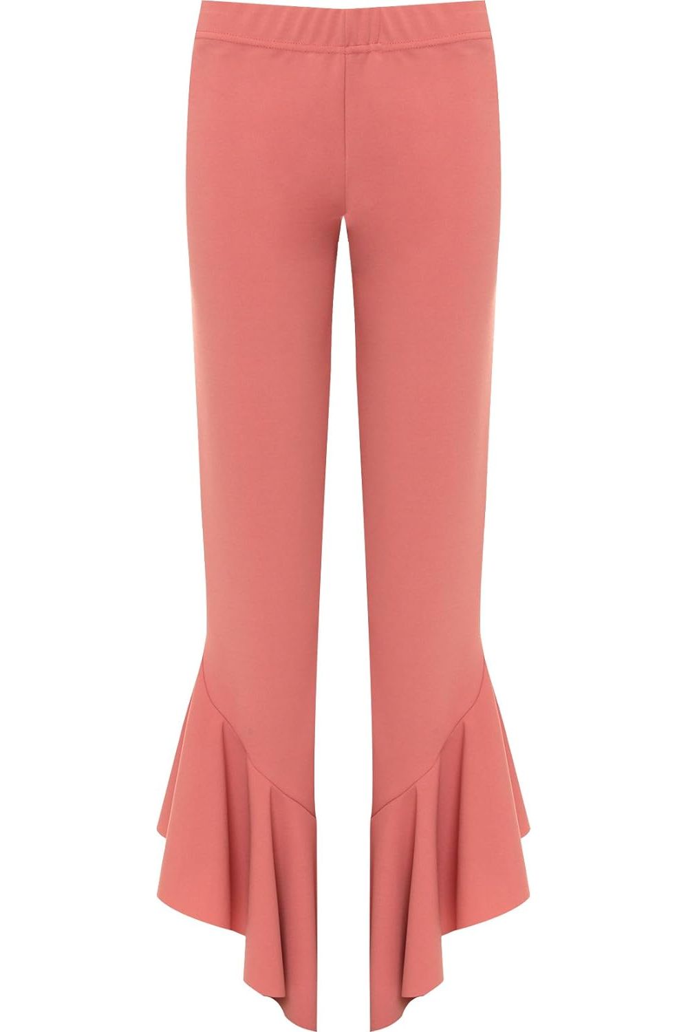 Plus Size Frill Asymmetric Hem Plain Trousers For Women  - Dropwear