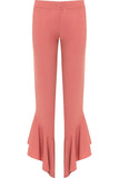 Plus Size Frill Asymmetric Hem Plain Trousers For Women  - Dropwear