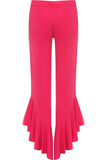Plus Size Frill Asymmetric Hem Plain Trousers For Women  - Dropwear