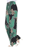 Green Leopard Chain Print Palazzo Trouser For Women  - Dropwear