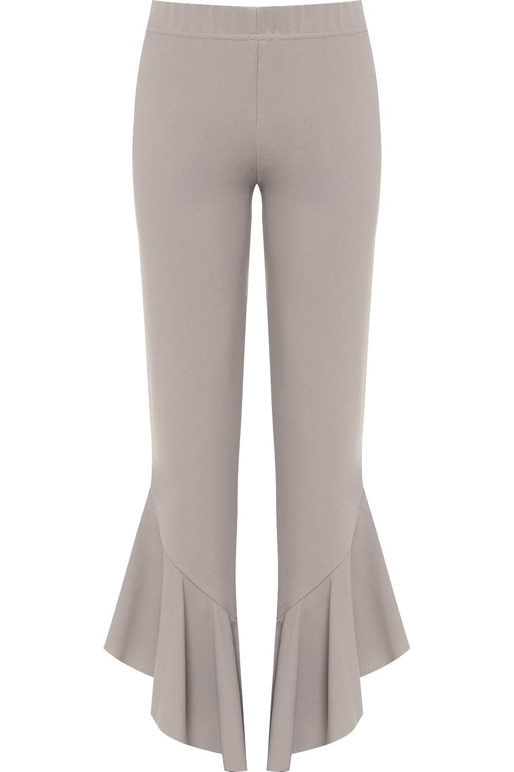Plus Size Frill Asymmetric Hem Plain Trousers For Women  - Dropwear