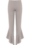 Plus Size Frill Asymmetric Hem Plain Trousers For Women  - Dropwear