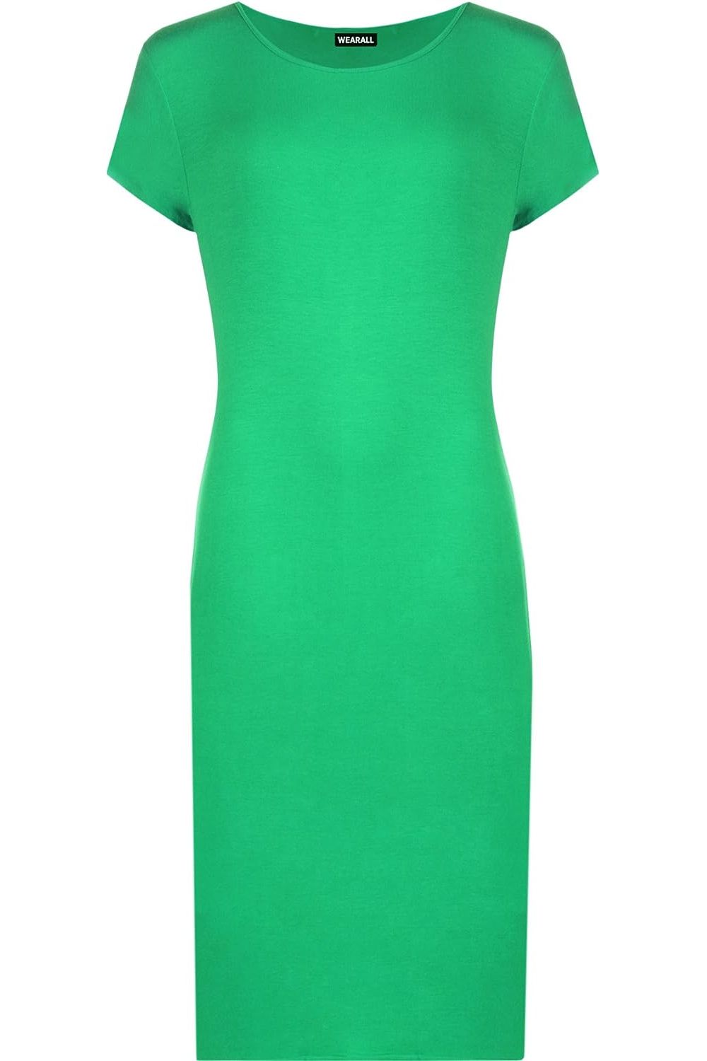 Teal Plain Short Sleeve Jersey Midi Dress For Women 12-14 - Dropwear