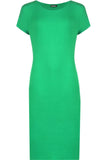 Teal Plain Short Sleeve Jersey Midi Dress For Women 12-14 - Dropwear
