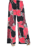 Red Leopard Chain Red Leopard Chain Print Palazzo Trouser For Women 8-10 - Dropwear