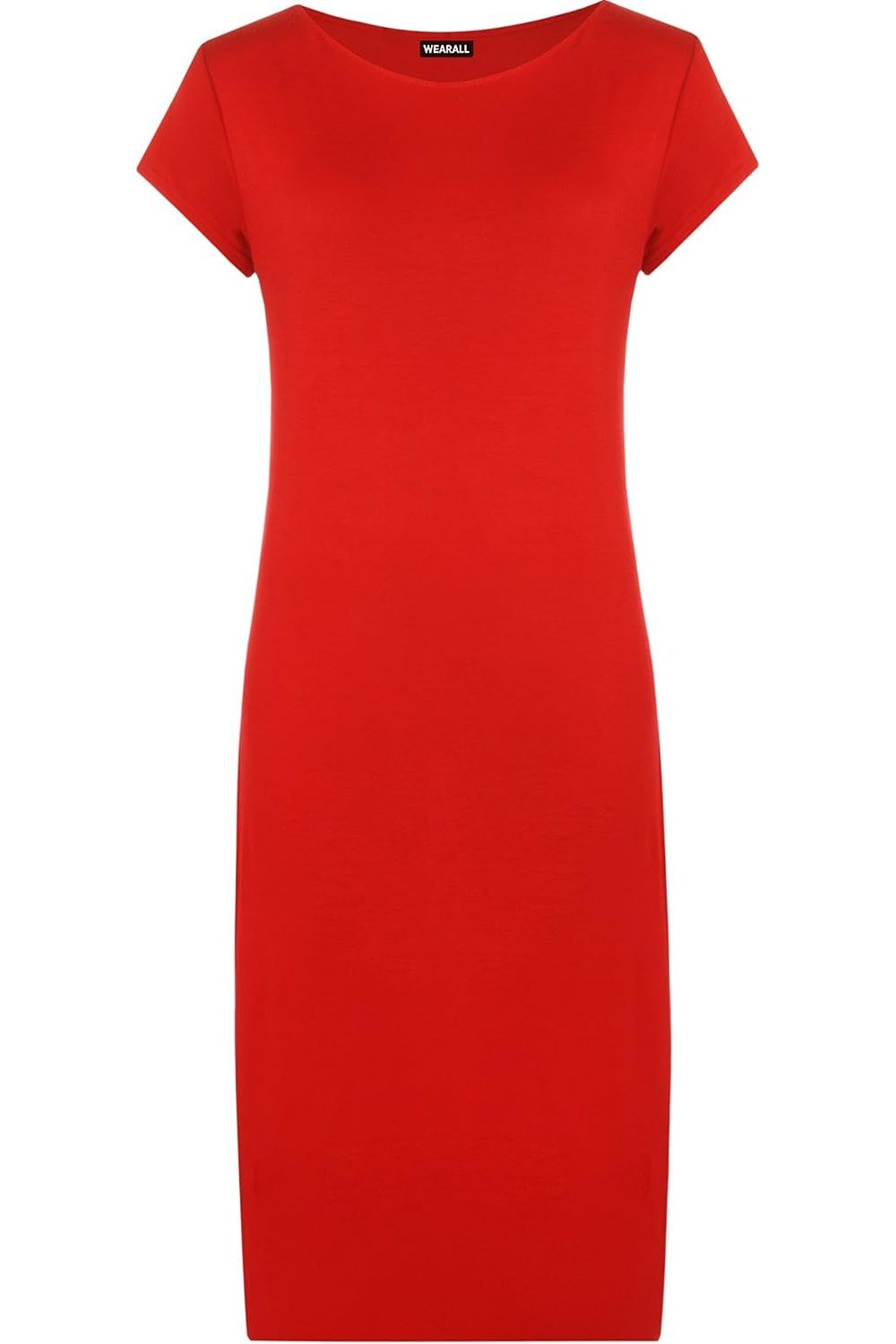 Turquoise Plain Short Sleeve Jersey Midi Dress For Women 8-10 - Dropwear