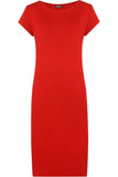 Turquoise Plain Short Sleeve Jersey Midi Dress For Women 8-10 - Dropwear