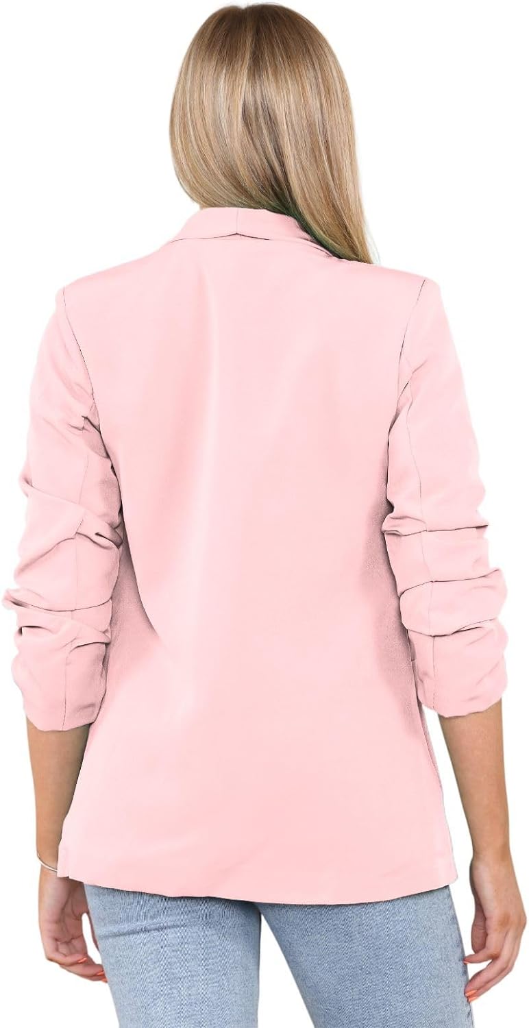 Ruched Sleeve Blazer For Women  - Dropwear