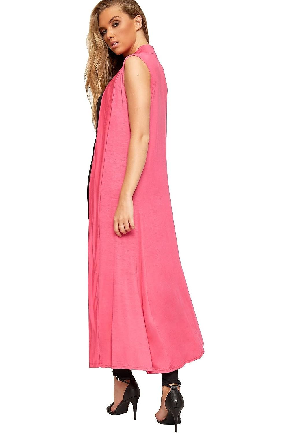 Coral Sleeveless Maxi Cardigan For Women 8-10 - Dropwear
