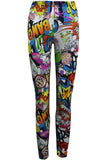 Bang Plus Size Comic Book Graffiti Bang Printe Leggings For Women 16-18 - Dropwear
