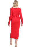 Royal Blue Plus Size Bodycon Stretch Plain Midi Dress For Women 16-18 - Dropwear