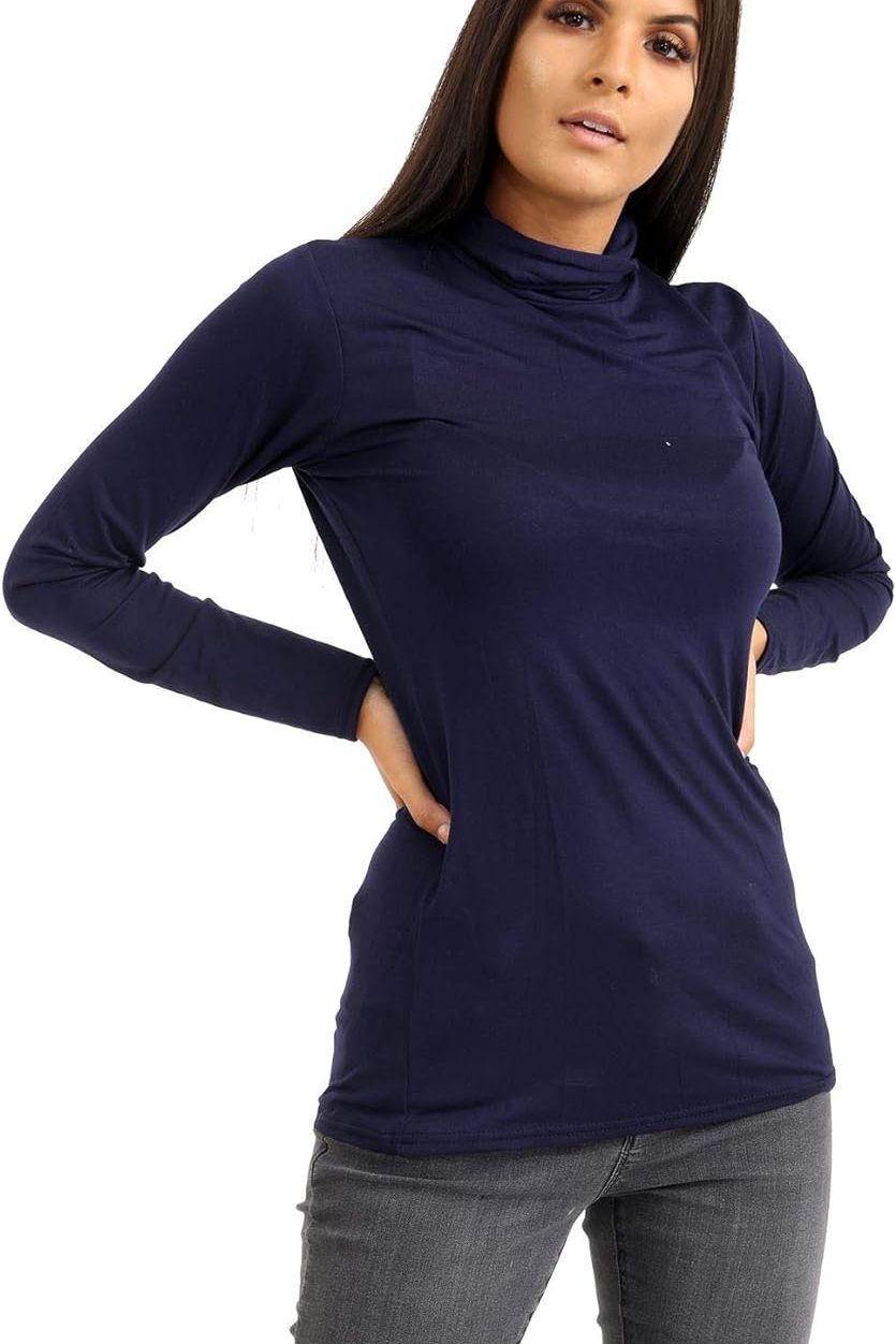 Turquoise Turtle Neck Long Sleeve Top For Women 8-10 - Dropwear