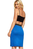 Purple Plus Size Plain Stretch Pencil Midi Skirt For Women 16-18 - Dropwear