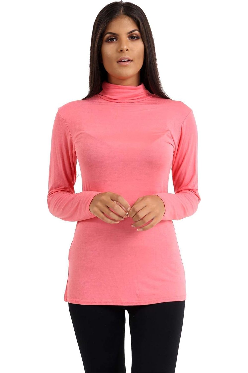 Cream Plus Size Turtle Neck Long Sleeve Top For Women 16-18 - Dropwear