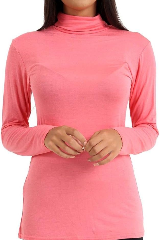 Mocha Turtle Neck Long Sleeve Top For Women 12-14 - Dropwear