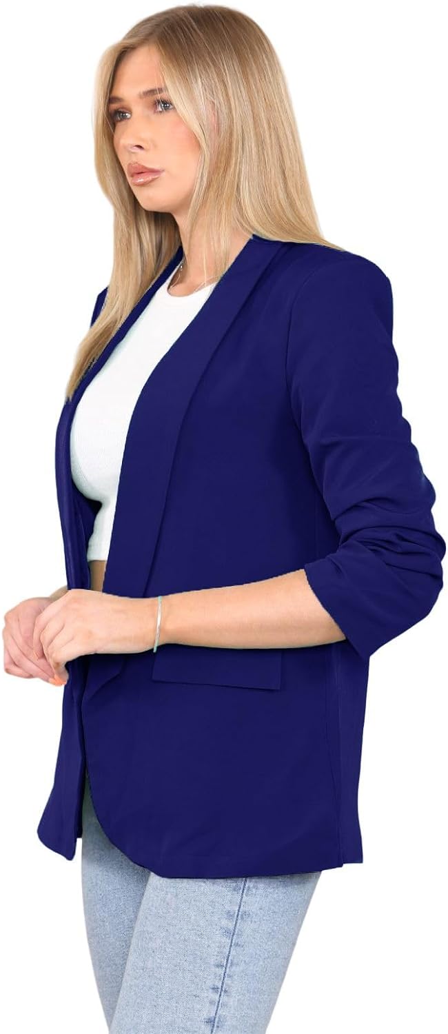 Ruched Sleeve Blazer For Women  - Dropwear
