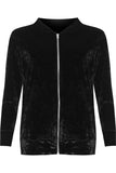 Grey Long Sleeve Velour Velvet Bomber Jacket For Women 22-24 - Dropwear
