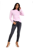 Baby Pink Plus Size Turtle Neck Long Sleeve Top For Women 20-22 - Dropwear
