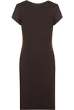 Mocha Plain Short Sleeve Jersey Midi Dress For Women 12-14 - Dropwear