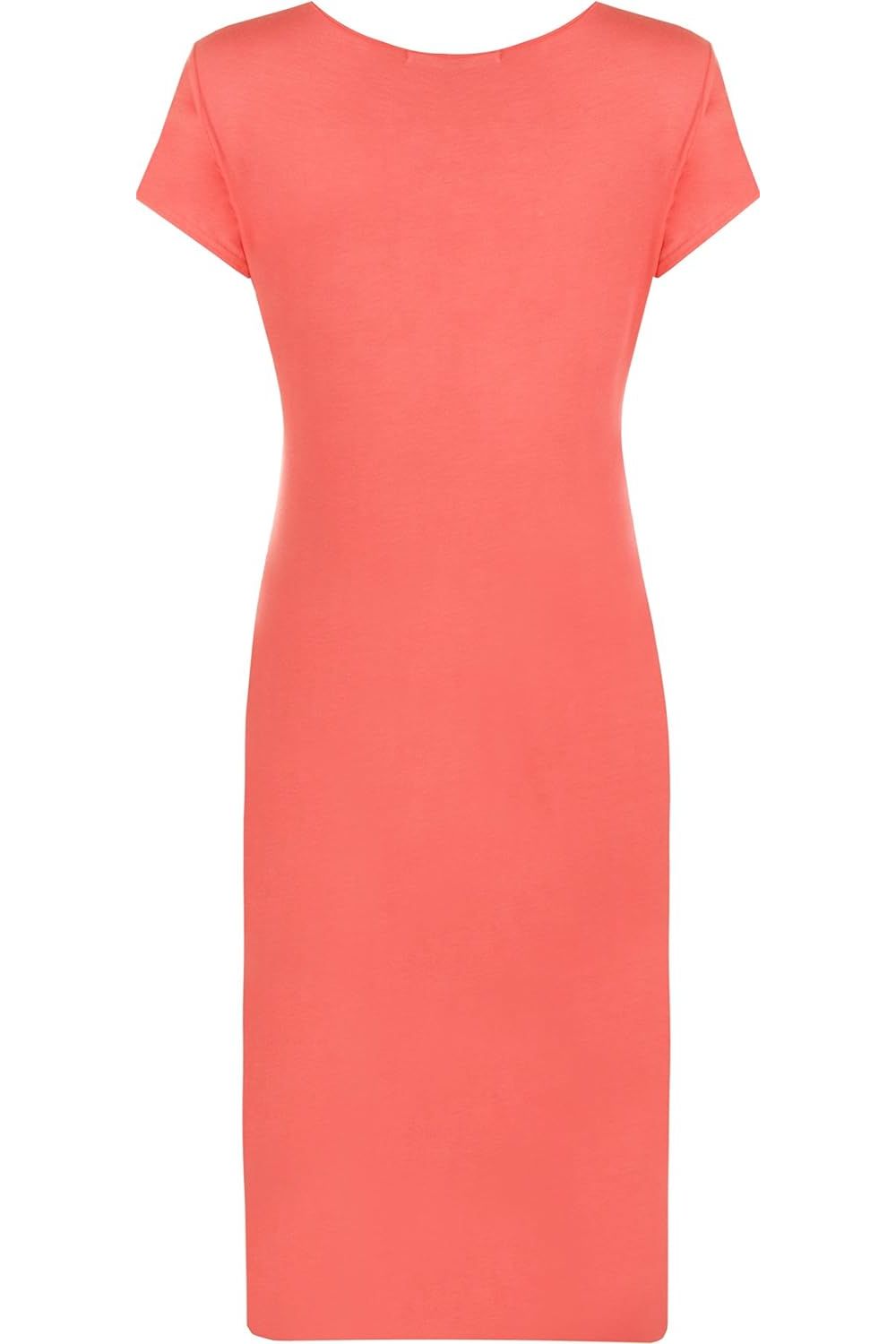 Navy Blue Plain Short Sleeve Jersey Midi Dress For Women 8-10 - Dropwear