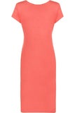 Navy Blue Plain Short Sleeve Jersey Midi Dress For Women 8-10 - Dropwear