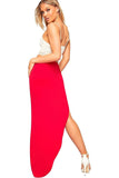 White Side Split Slit Maxi Skirt For Women 12-14 - Dropwear