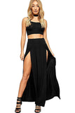 Black Plus Size Double Split Beach Sarong Skirt For Women 20-22 - Dropwear