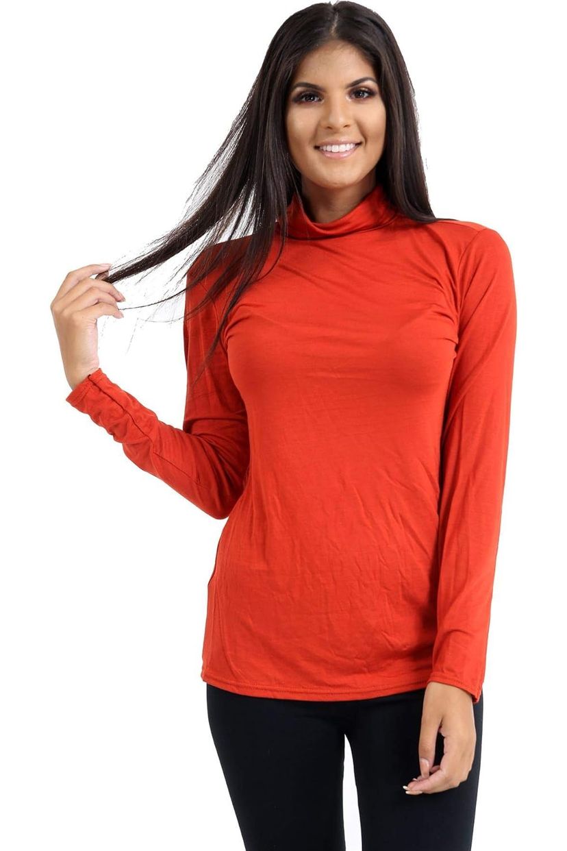 Turtle Neck Long Sleeve Top For Women  - Dropwear