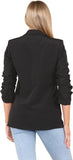 Baby Pink Ruched Sleeve Blazer For Women L - Dropwear