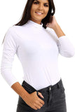 Cream Plus Size Turtle Neck Long Sleeve Top For Women 24-26 - Dropwear