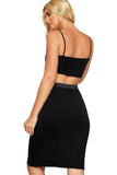 Black Plus Size Plain Stretch Pencil Midi Skirt For Women 24-26 - Dropwear