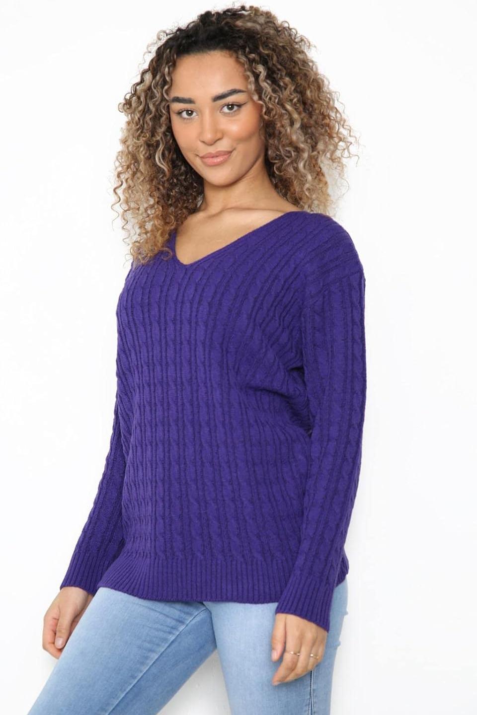 Mustard Plus Size Cable Knitted Sweater Top For Women 18-20 - Dropwear