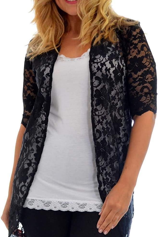 Black Floral Lace Open Long Cardigan For Women 14 - Dropwear