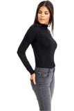 Black Plus Size Turtle Neck Long Sleeve Top For Women 20-22 - Dropwear