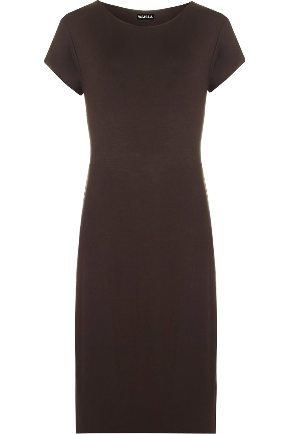 Pink Plain Short Sleeve Jersey Midi Dress For Women 12-14 - Dropwear
