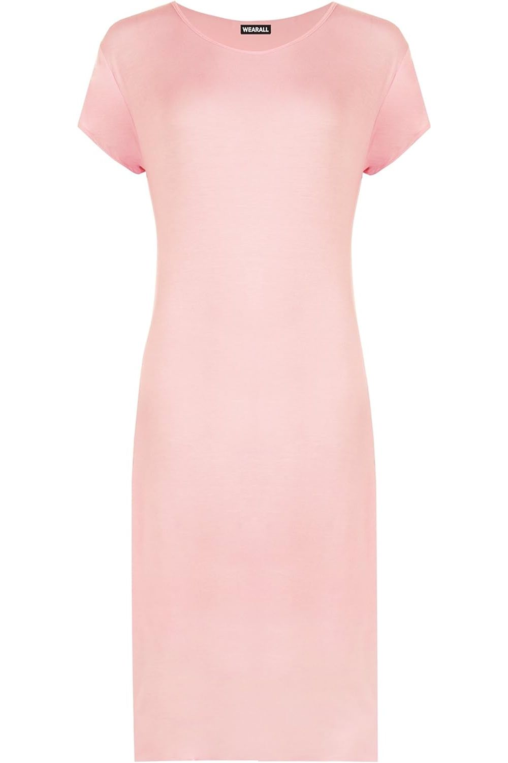 Purple Plain Short Sleeve Jersey Midi Dress For Women 8-10 - Dropwear