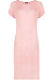 Purple Plain Short Sleeve Jersey Midi Dress For Women 8-10 - Dropwear