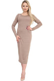 Purple Bodycon Stretch Plain Midi Dress For Women 8-10 - Dropwear