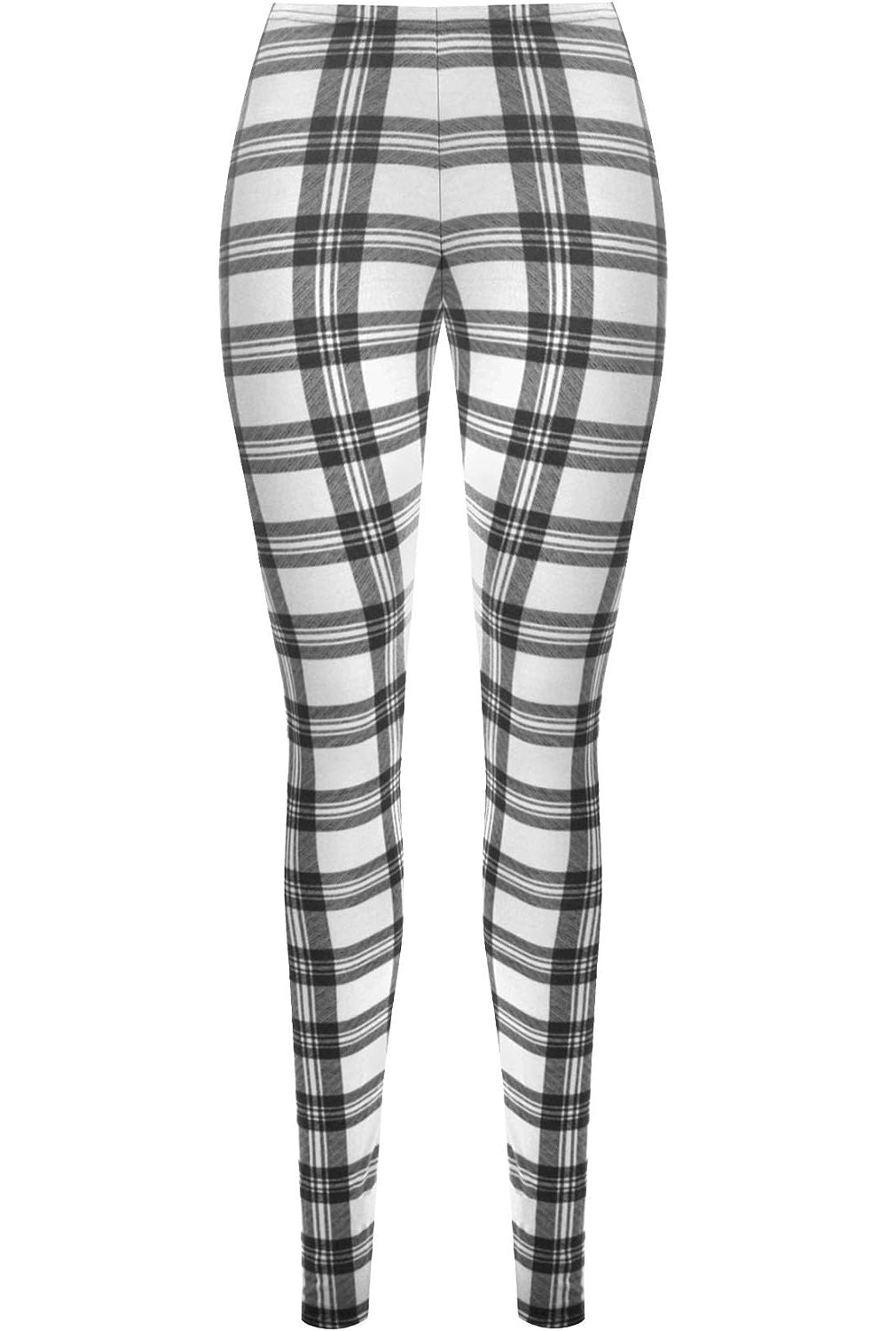 Green Tartan Check Print Long Leggings For Women 12-14 - Dropwear