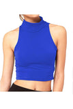 Teal Turtle Neck Sleeveless Crop Top For Women 12-14 - Dropwear