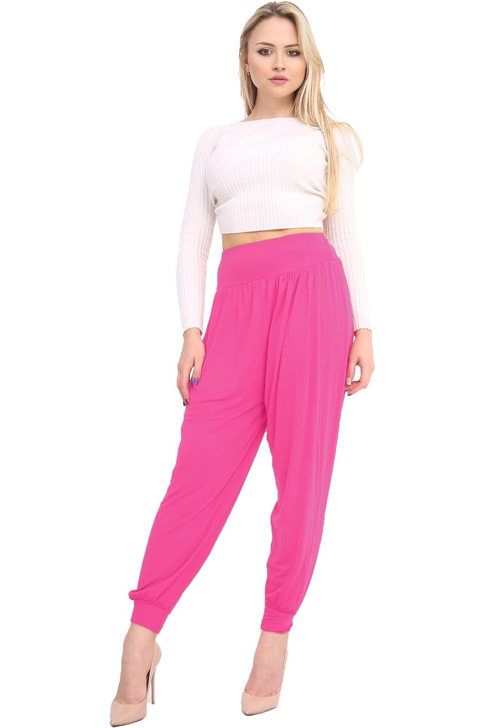 Wine Plus Size Harem Trousers Full Length For Women 24-26 - Dropwear