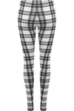 White Tartan Check Print Long Leggings For Women 8-10 - Dropwear
