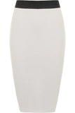 Dark Brown Plus Size Plain Stretch Pencil Midi Skirt For Women 24-26 - Dropwear